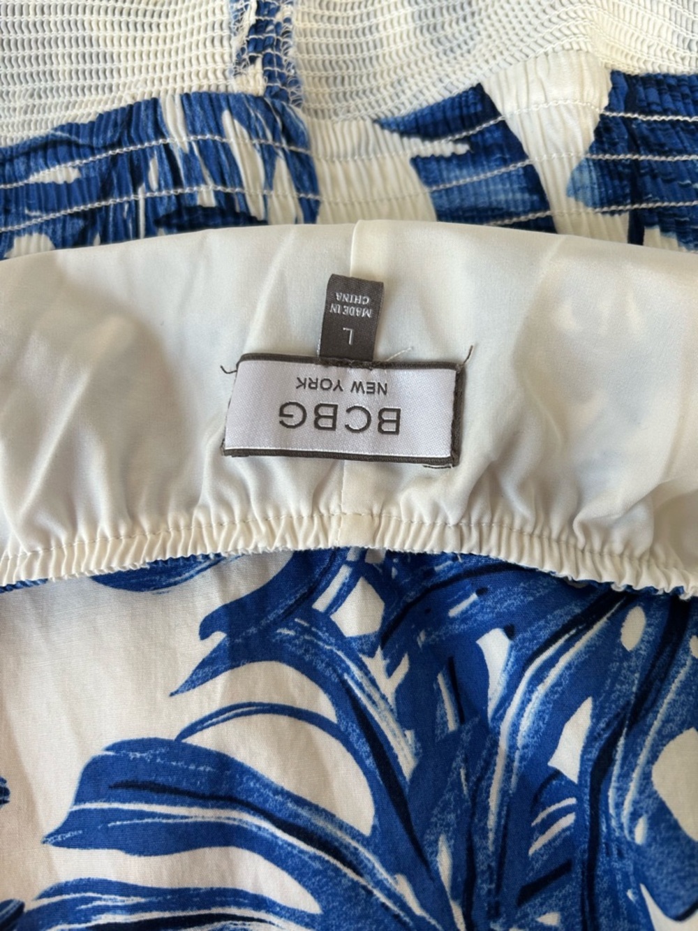 BCBG PALM CABO BLU MAXI DRESS L ADJUSTABLE STRAPS,SMOCKED WAIST,BACK TIE CLOSURE - Picture 7 of 10